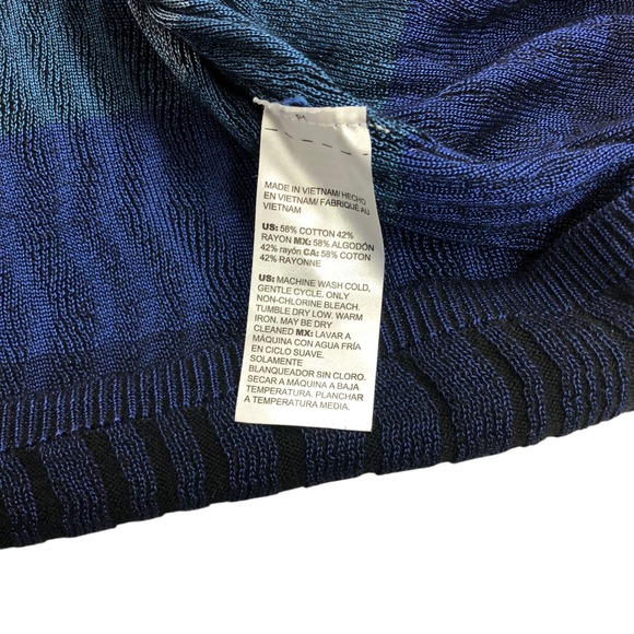 Chico's Multicolor Ombre Ribbed Wave Knit Open Front Cardigan Sweater Size M - Picture 11 of 14